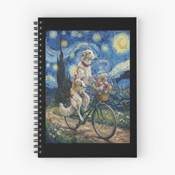Item preview, Borzoi Biking Bike Starry Night Van Gogh Art Dog Lover designed and sold by dian-rody-crest.
