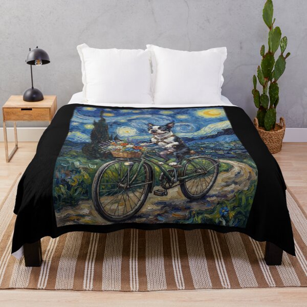 Item preview, Boston Terrier Biking Bike Starry Night Van Gogh Art Dog Lover designed and sold by dian-rody-crest.