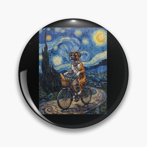 Item preview, Boxer Dog Biking Bike Starry Night Van Gogh Art Dog Lover designed and sold by dian-rody-crest.