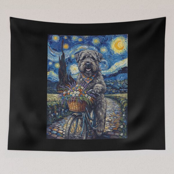 Item preview, Bouvier des Flandres Biking Bike Starry Night Van Gogh Art Dog Lover designed and sold by dian-rody-crest.