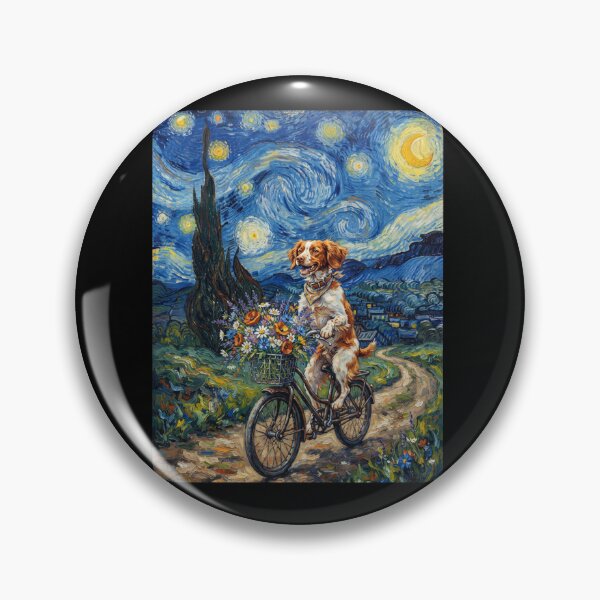 Item preview, Brittany Biking Bike Starry Night Van Gogh Art Dog Lover designed and sold by dian-rody-crest.