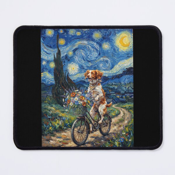 Item preview, Brittany Biking Bike Starry Night Van Gogh Art Dog Lover designed and sold by dian-rody-crest.