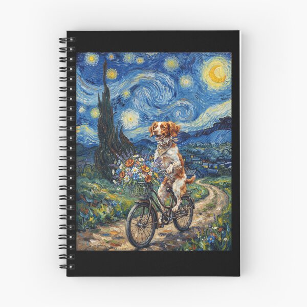 Item preview, Brittany Biking Bike Starry Night Van Gogh Art Dog Lover designed and sold by dian-rody-crest.