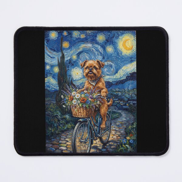Item preview, Brussels Griffon Biking Bike Starry Night Van Gogh Art Dog Lover designed and sold by dian-rody-crest.