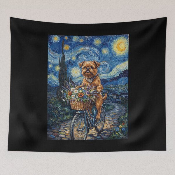 Item preview, Brussels Griffon Biking Bike Starry Night Van Gogh Art Dog Lover designed and sold by dian-rody-crest.