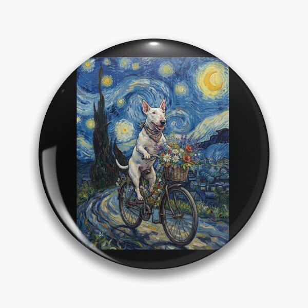 Item preview, Bull Terrier Biking Bike Starry Night Van Gogh Art Dog Lover designed and sold by dian-rody-crest.