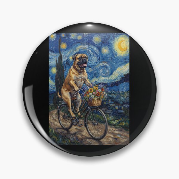 Item preview, Bullmastiff Biking Bike Starry Night Van Gogh Art Dog Lover designed and sold by dian-rody-crest.