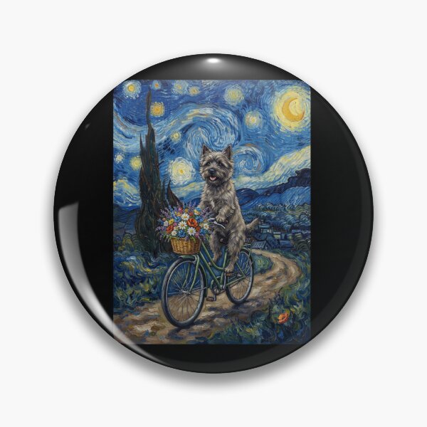 Item preview, Cairn Terrier Biking Bike Starry Night Van Gogh Art Dog Lover designed and sold by dian-rody-crest.