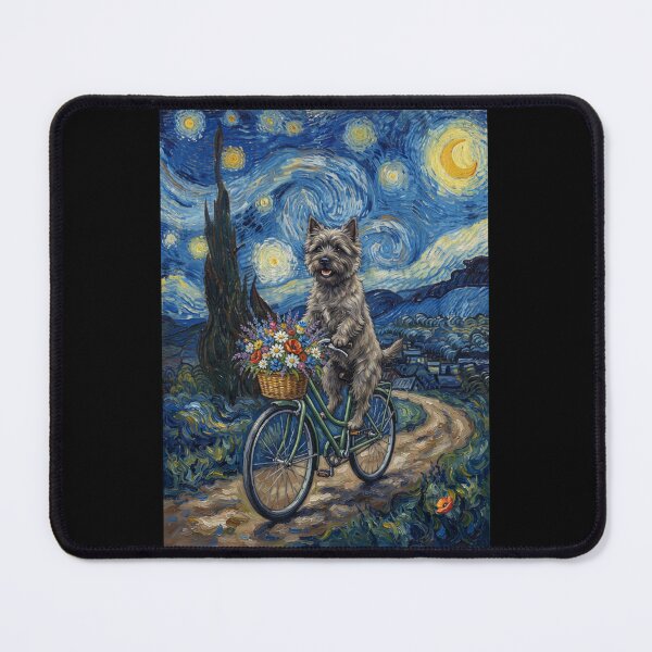 Item preview, Cairn Terrier Biking Bike Starry Night Van Gogh Art Dog Lover designed and sold by dian-rody-crest.