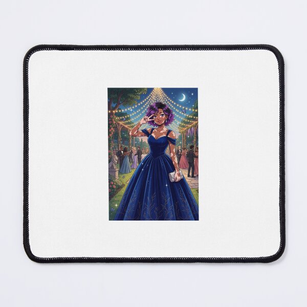 Item preview, Anime Illustration of a Smiling Woman with Vitiligo in a Royal Blue Prom Gown designed and sold by TheModernMuslimahchibi&more .
