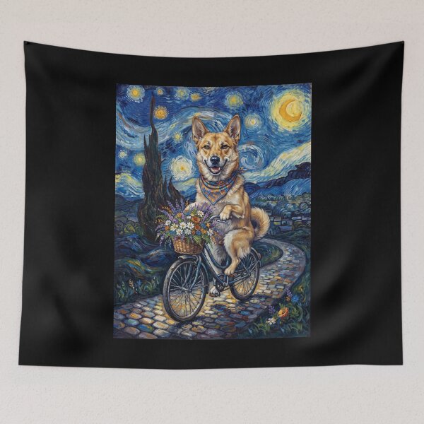 Item preview, Canaan Dog Biking Bike Starry Night Van Gogh Art Dog Lover designed and sold by dian-rody-crest.
