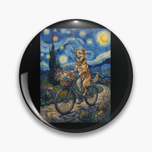 Item preview, Carolina Dog Biking Bike Starry Night Van Gogh Art Dog Lover designed and sold by dian-rody-crest.