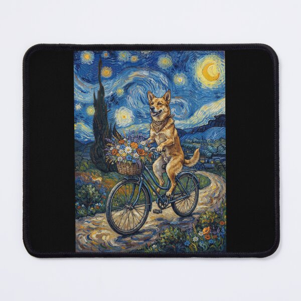 Item preview, Carolina Dog Biking Bike Starry Night Van Gogh Art Dog Lover designed and sold by dian-rody-crest.