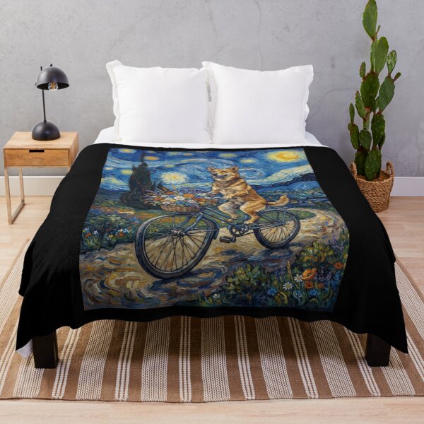 Item preview, Carolina Dog Biking Bike Starry Night Van Gogh Art Dog Lover designed and sold by dian-rody-crest.