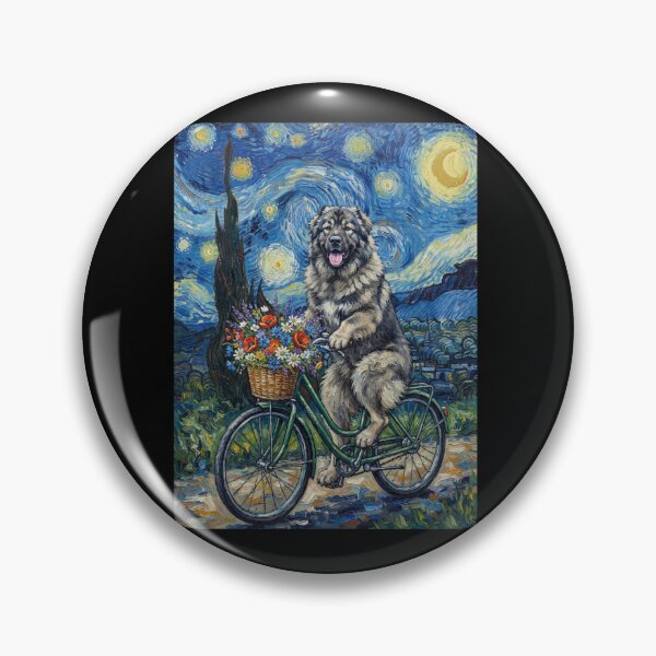 Item preview, Caucasian Shepherd Dog Biking Bike Starry Night Van Gogh Art Dog Lover designed and sold by dian-rody-crest.