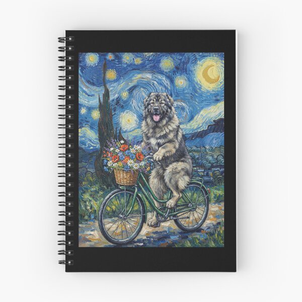 Item preview, Caucasian Shepherd Dog Biking Bike Starry Night Van Gogh Art Dog Lover designed and sold by dian-rody-crest.