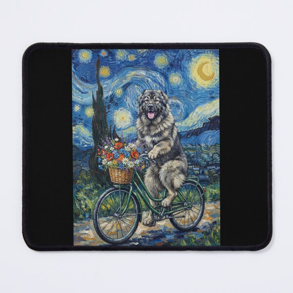 Item preview, Caucasian Shepherd Dog Biking Bike Starry Night Van Gogh Art Dog Lover designed and sold by dian-rody-crest.