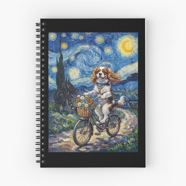 Item preview, Cavalier King Charles Spaniel Biking Bike Starry Night Van Gogh Art Dog Lover designed and sold by dian-rody-crest.