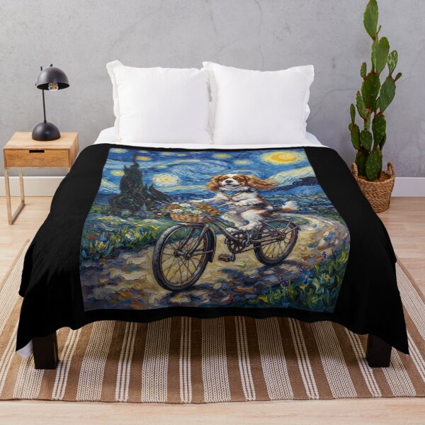 Item preview, Cavalier King Charles Spaniel Biking Bike Starry Night Van Gogh Art Dog Lover designed and sold by dian-rody-crest.