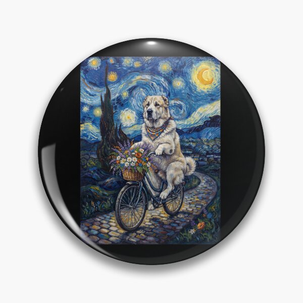 Item preview, Central Asian Shepherd Dog Biking Bike Starry Night Van Gogh Art Dog Lover designed and sold by dian-rody-crest.