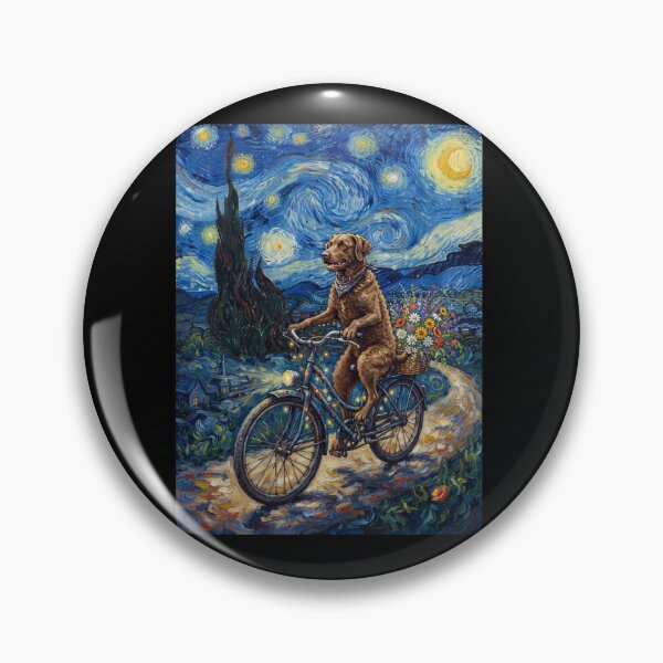 Item preview, Chesapeake Bay Retriever Biking Bike Starry Night Van Gogh Art Dog Lover designed and sold by dian-rody-crest.