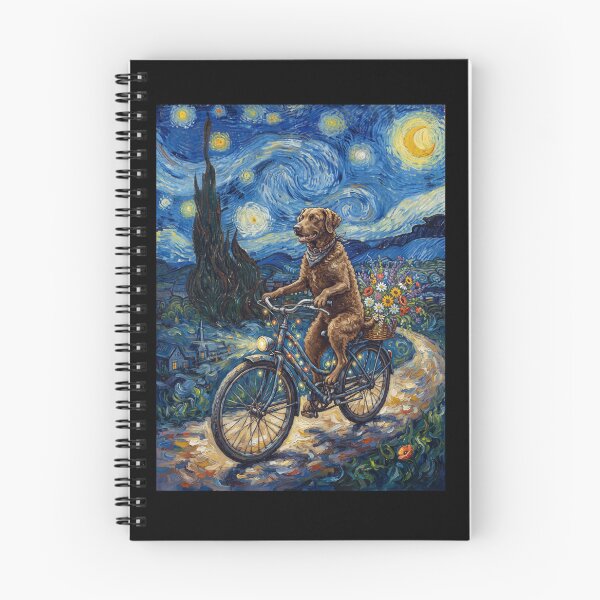 Item preview, Chesapeake Bay Retriever Biking Bike Starry Night Van Gogh Art Dog Lover designed and sold by dian-rody-crest.