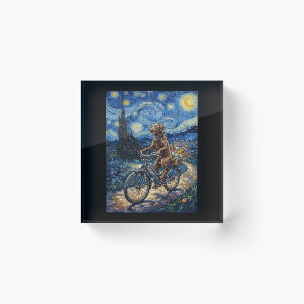 Item preview, Chesapeake Bay Retriever Biking Bike Starry Night Van Gogh Art Dog Lover designed and sold by dian-rody-crest.