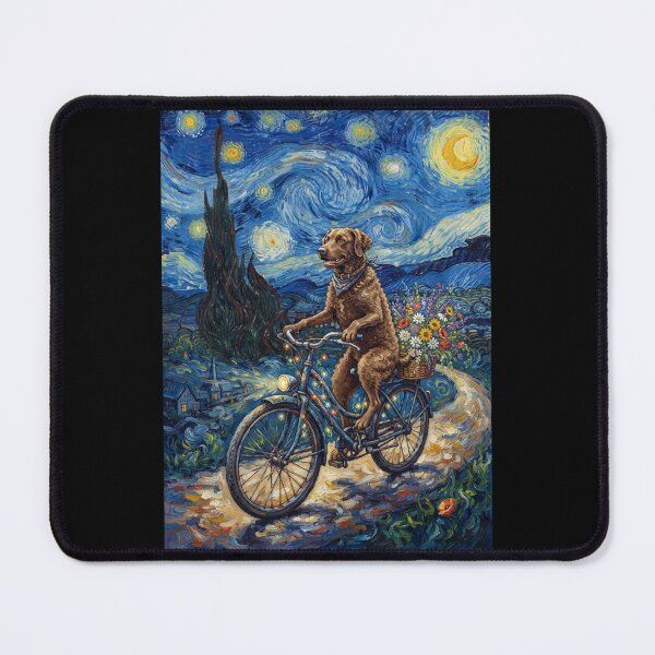 Item preview, Chesapeake Bay Retriever Biking Bike Starry Night Van Gogh Art Dog Lover designed and sold by dian-rody-crest.