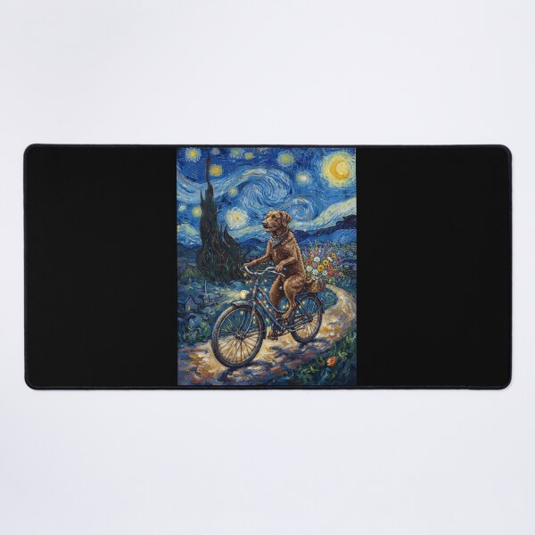 Item preview, Chesapeake Bay Retriever Biking Bike Starry Night Van Gogh Art Dog Lover designed and sold by dian-rody-crest.