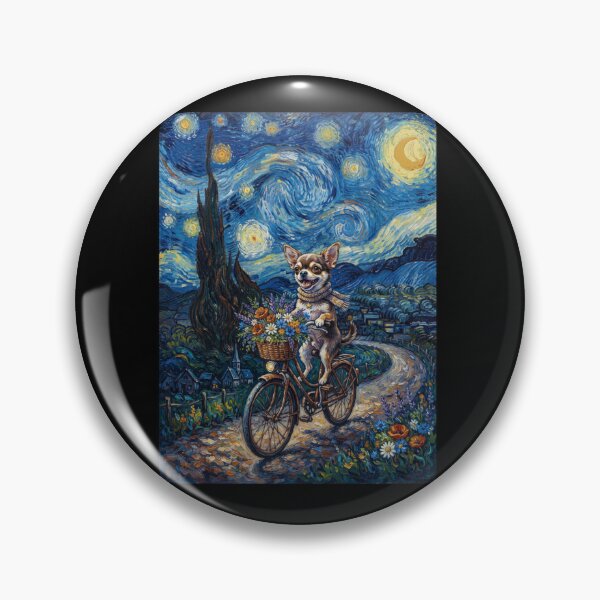Item preview, Chihuahua Biking Bike Starry Night Van Gogh Art Dog Lover designed and sold by dian-rody-crest.