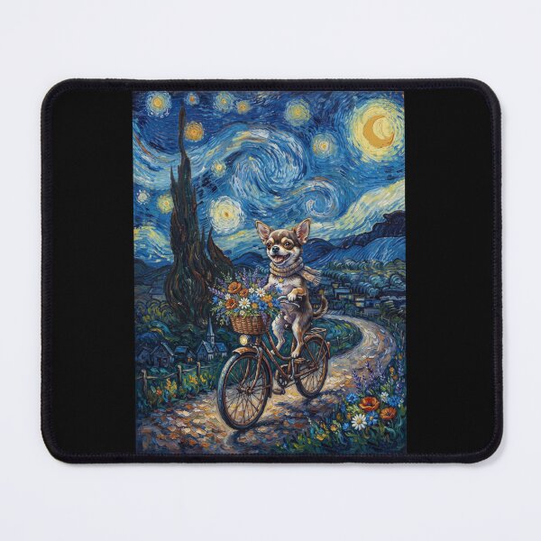 Item preview, Chihuahua Biking Bike Starry Night Van Gogh Art Dog Lover designed and sold by dian-rody-crest.