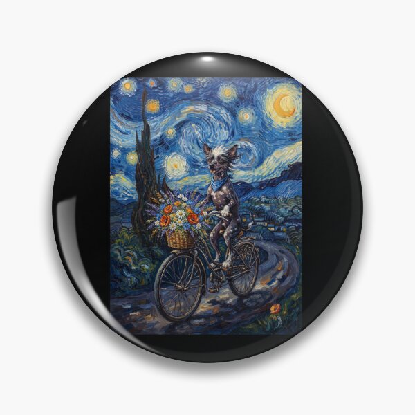 Item preview, Chinese Crested Dog Biking Bike Starry Night Van Gogh Art Dog Lover designed and sold by dian-rody-crest.
