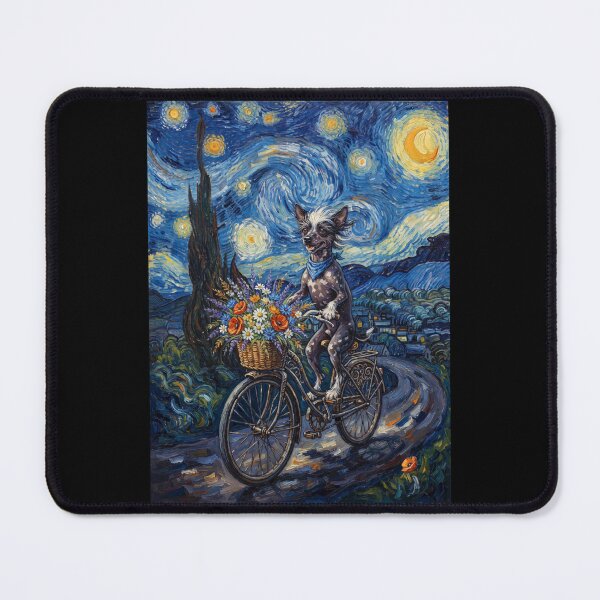 Item preview, Chinese Crested Dog Biking Bike Starry Night Van Gogh Art Dog Lover designed and sold by dian-rody-crest.
