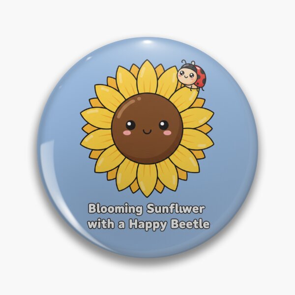 Item preview, Cute Sunflower with Happy Ladybug, Kawaii Flower and Beetle Design, Cheerful Nature Illustration designed and sold by morning sun.