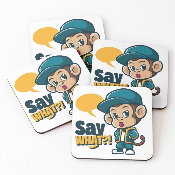 Item preview, Stylish Street Monkey Mascot Saying 'Say What?!' Cartoon Character With Attitude And Speech Bubble designed and sold by KanDa-Shop.