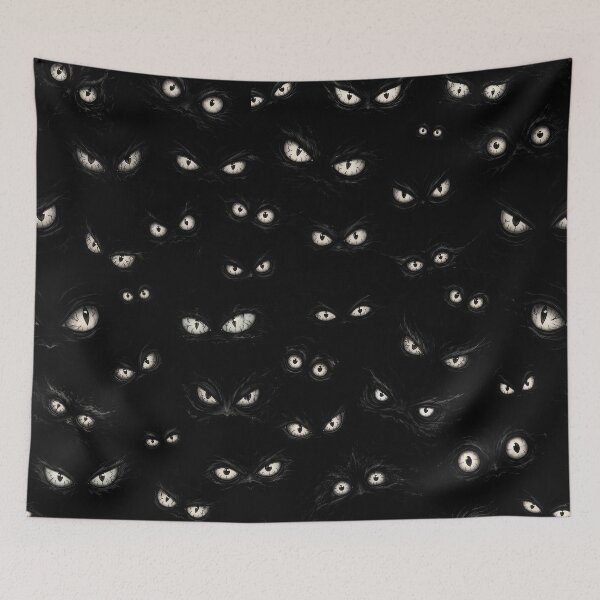 Item preview, Eyes in the Dark Creepy Black Pattern designed and sold by Kaurisdigital.