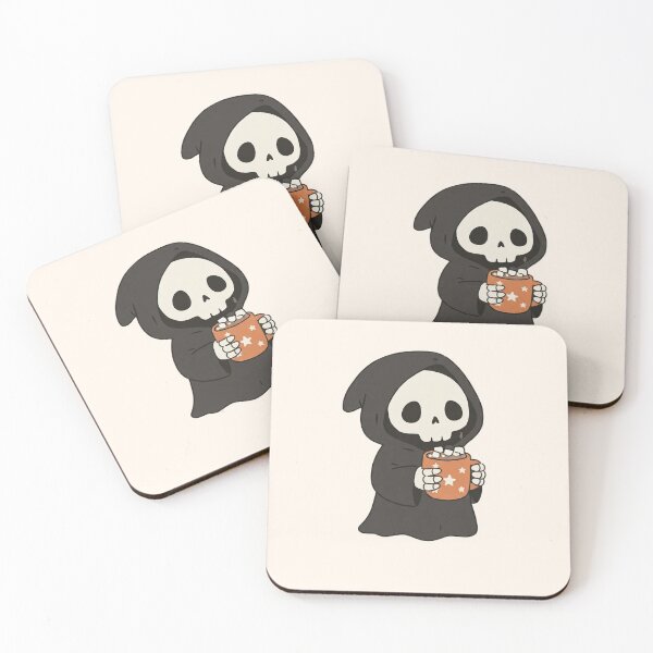 Item preview, Cute Grim Reaper Hot Chocolate Marshmallow Kawaii Spooky Winter designed and sold by wingoo22.