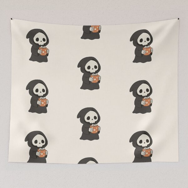 Item preview, Cute Grim Reaper Hot Chocolate Marshmallow Kawaii Spooky Winter designed and sold by wingoo22.