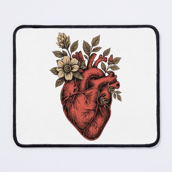 Item preview, Floral anatomical heart in vintage engraved style designed and sold by victorstudioart.