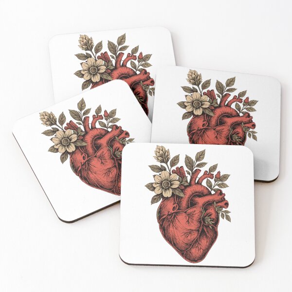 Item preview, Floral anatomical heart in vintage engraved style designed and sold by victorstudioart.