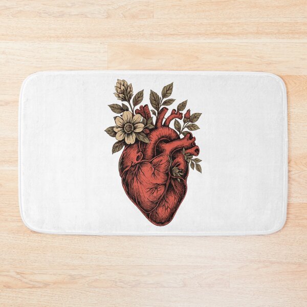 Item preview, Floral anatomical heart in vintage engraved style designed and sold by victorstudioart.
