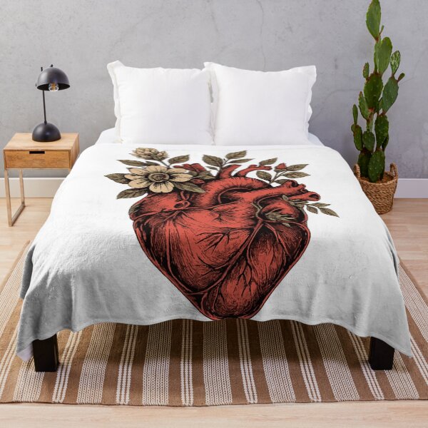 Item preview, Floral anatomical heart in vintage engraved style designed and sold by victorstudioart.