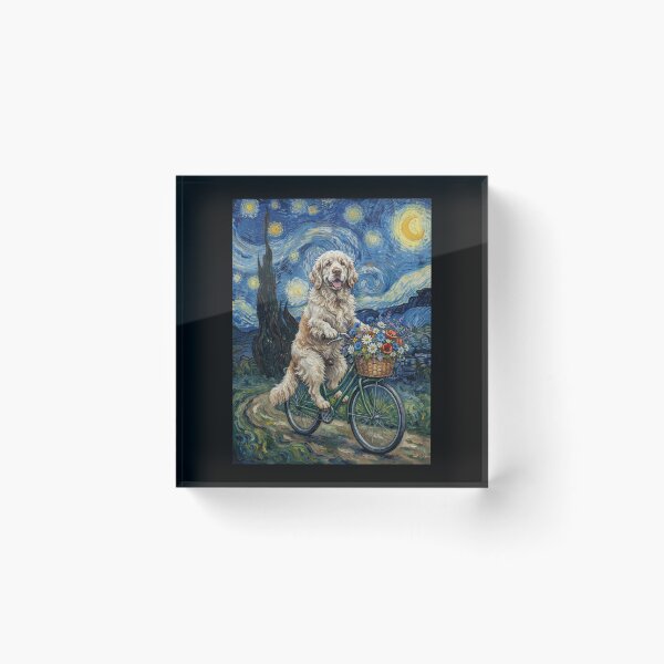 Item preview, Clumber Spaniel Biking Bike Starry Night Van Gogh Art Dog Lover designed and sold by dian-rody-crest.