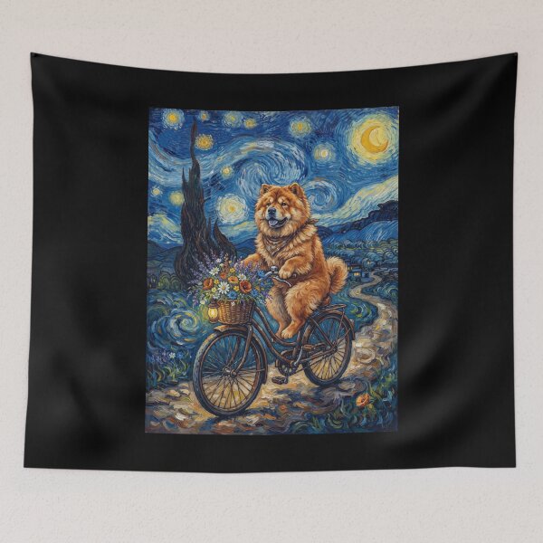 Item preview, Chow Chow Biking Bike Starry Night Van Gogh Art Dog Lover designed and sold by dian-rody-crest.