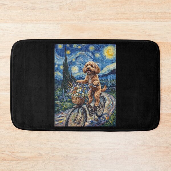 Item preview, Cockapoo Biking Bike Starry Night Van Gogh Art Dog Lover designed and sold by dian-rody-crest.