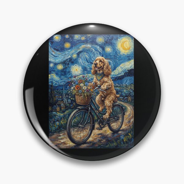 Item preview, Cocker Spaniel Biking Bike Starry Night Van Gogh Art Dog Lover designed and sold by dian-rody-crest.