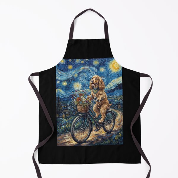 Item preview, Cocker Spaniel Biking Bike Starry Night Van Gogh Art Dog Lover designed and sold by dian-rody-crest.