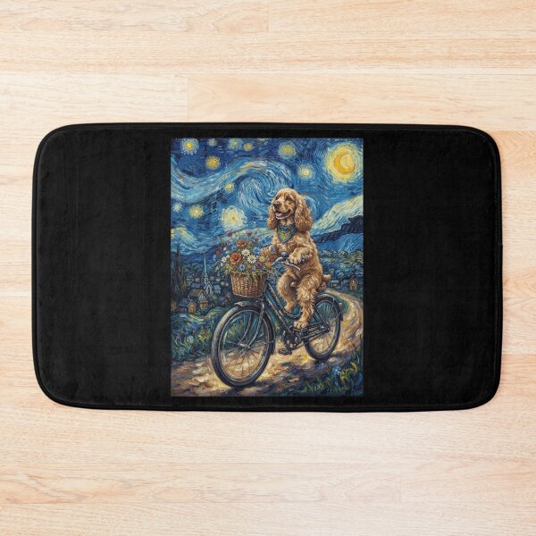 Item preview, Cocker Spaniel Biking Bike Starry Night Van Gogh Art Dog Lover designed and sold by dian-rody-crest.