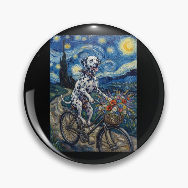 Item preview, Dalmatian Biking Bike Starry Night Van Gogh Art Dog Lover designed and sold by dian-rody-crest.