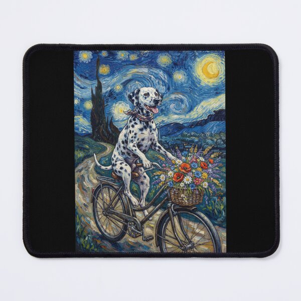 Item preview, Dalmatian Biking Bike Starry Night Van Gogh Art Dog Lover designed and sold by dian-rody-crest.